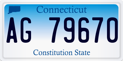 CT license plate AG79670