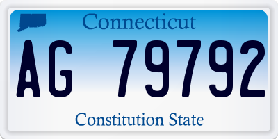CT license plate AG79792