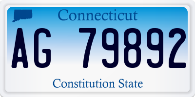 CT license plate AG79892