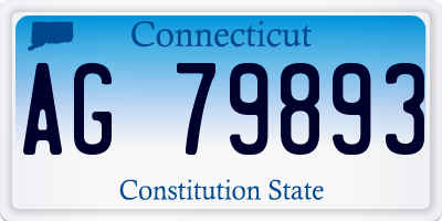 CT license plate AG79893