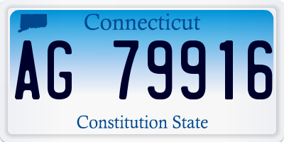 CT license plate AG79916
