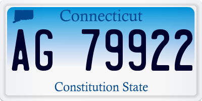 CT license plate AG79922