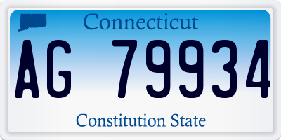 CT license plate AG79934