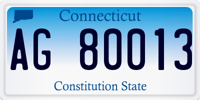 CT license plate AG80013