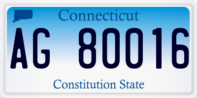 CT license plate AG80016