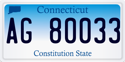 CT license plate AG80033