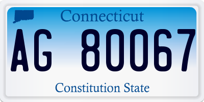 CT license plate AG80067