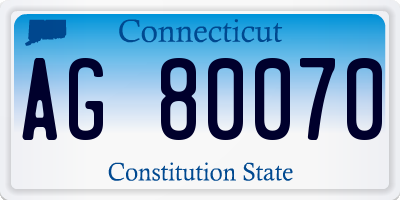 CT license plate AG80070