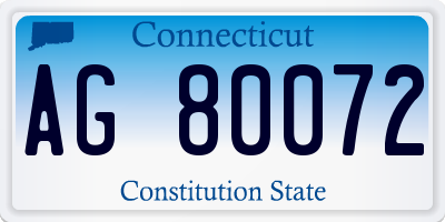 CT license plate AG80072