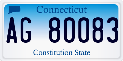 CT license plate AG80083