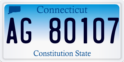 CT license plate AG80107