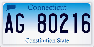 CT license plate AG80216