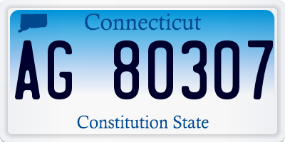 CT license plate AG80307