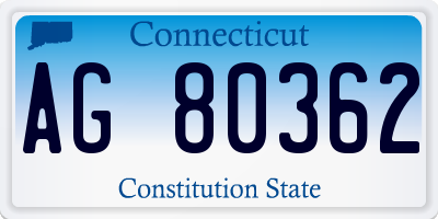 CT license plate AG80362