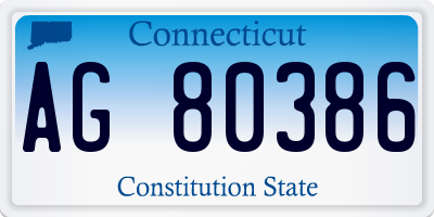 CT license plate AG80386