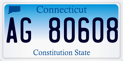 CT license plate AG80608