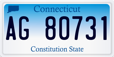 CT license plate AG80731