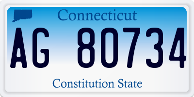 CT license plate AG80734