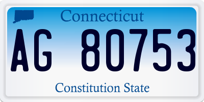 CT license plate AG80753