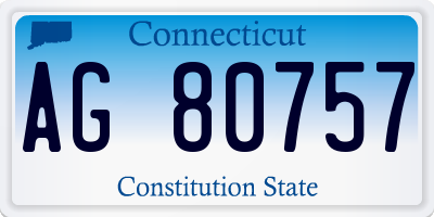 CT license plate AG80757