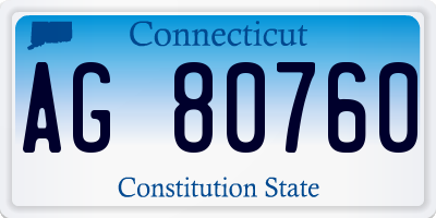 CT license plate AG80760