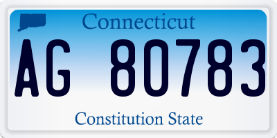CT license plate AG80783