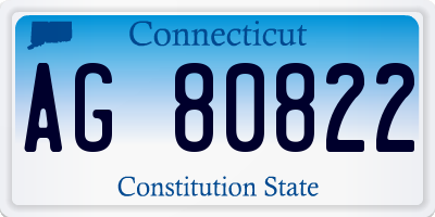 CT license plate AG80822