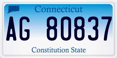 CT license plate AG80837
