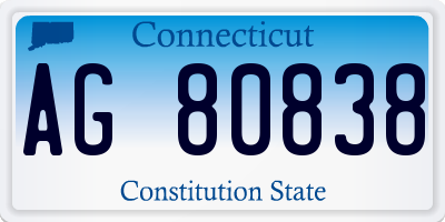 CT license plate AG80838