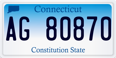 CT license plate AG80870