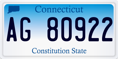 CT license plate AG80922