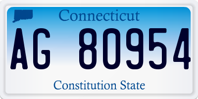 CT license plate AG80954