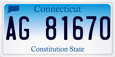 CT license plate AG81670