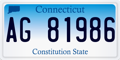 CT license plate AG81986