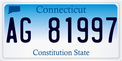 CT license plate AG81997