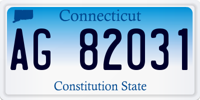 CT license plate AG82031
