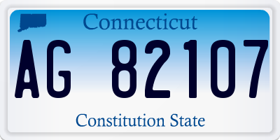 CT license plate AG82107