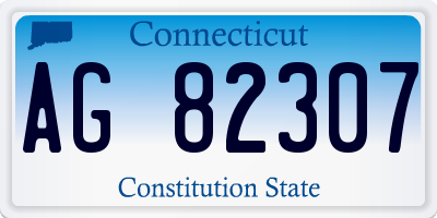 CT license plate AG82307