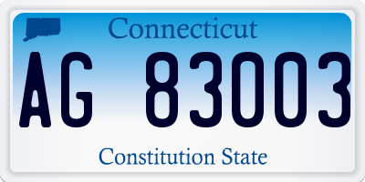 CT license plate AG83003