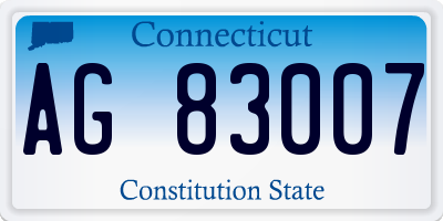CT license plate AG83007