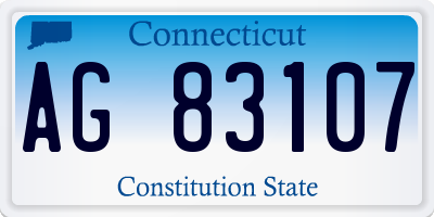 CT license plate AG83107