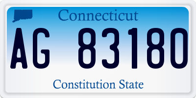 CT license plate AG83180