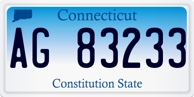 CT license plate AG83233