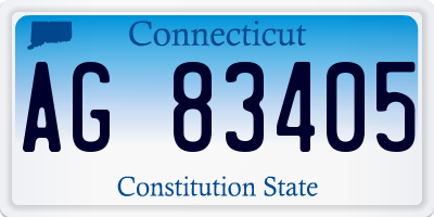 CT license plate AG83405