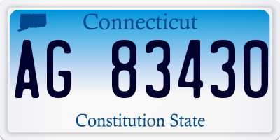 CT license plate AG83430