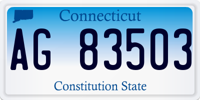 CT license plate AG83503