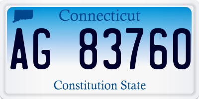 CT license plate AG83760