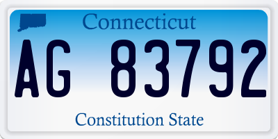 CT license plate AG83792