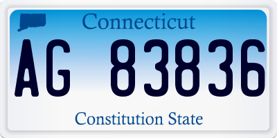 CT license plate AG83836