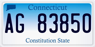 CT license plate AG83850